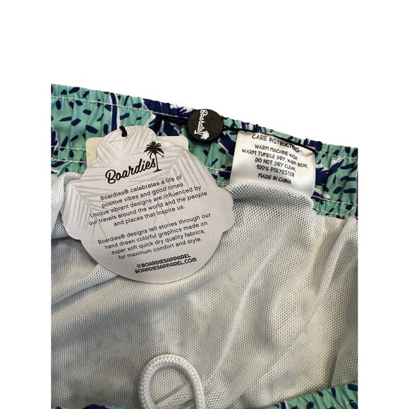 BOARDIES Men’s Swim Trunks L Palm Tree Print Green Blue Quick Dry NWT - Picture 4 of 7